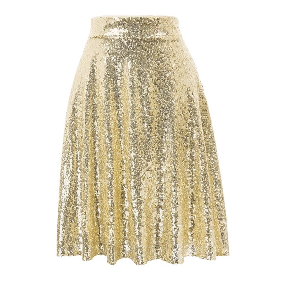Grace Karin Dresses & Skirts - Grace Karin // hi waist gold sparkle swing skirt